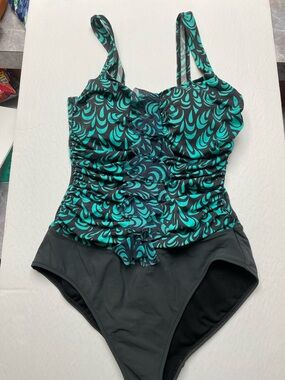 Profile By Gottex Black One-Piece Swimsuit with Ivory Trim